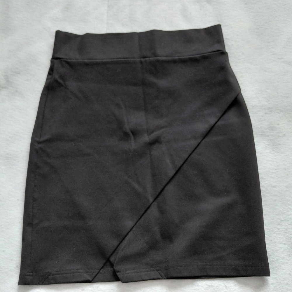 Aliceblue Black Mini Skirt Size S Bodycon Casual Party Asymmetric Wrap Front
